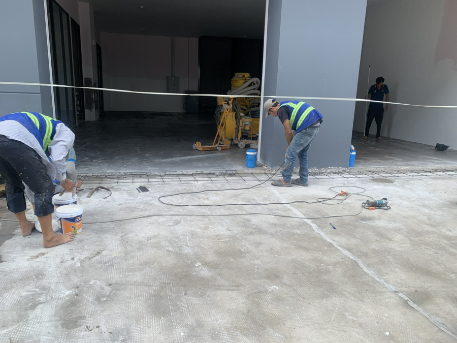 THI CÔNG NÂNG SÀN NHÀ XƯỞNG HÃNG XE MASERITY -  PHƯỜNG TÂN THUẬN ĐÔNG - HCM